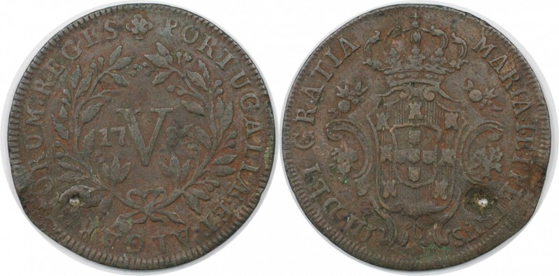 Europäische Münzen und Medaillen, Portugal. Maria I & Pedro III. 5 Reis 1785, Ku...