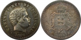 Europäische Münzen und Medaillen, Portugal. Carlos I. 500 Reis 1896, Silber. 0.37 OZ. KM 535. Vorzüglich