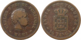 Europäische Münzen und Medaillen, Portugal. PORTUGIESISCHE BESITZUNGEN. India-Portuguese. 1/2 Tanga 1901, Bronze. KM 16. Sehr schön