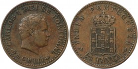 Europäische Münzen und Medaillen, Portugal. PORTUGIESISCHE BESITZUNGEN. India-Portuguese. 1/8 Tanga 1903, Bronze. KM 14. Sehr schön-vorzüglich