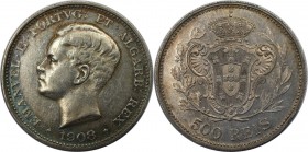 Europäische Münzen und Medaillen, Portugal. Manuel II. 500 Reis 1908, Silber. 0.37 OZ. KM 535. Sehr schön