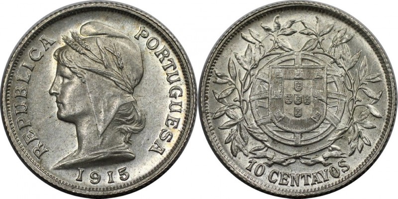 Europäische Münzen und Medaillen, Portugal. 10 Centavos 1915, Silber. 0.07 OZ. K...