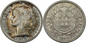 Europäische Münzen und Medaillen, Portugal. 20 Centavos 1916, Silber. 0.13 OZ. KM 562. Stempelglanz. Flecken