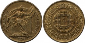 Europäische Münzen und Medaillen, Portugal. 50 Centavos 1926, Aluminium-Bronze. KM 575. Vorzüglich