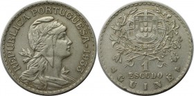 Europäische Münzen und Medaillen, Portugal. PORTUGIESISCHE BESITZUNGEN. GUINEA BISSAU. 1 Escudo 1933, KM 5. Vorzüglich