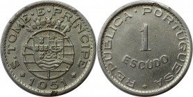 Europäische Münzen und Medaillen, Portugal. PORTUGIESISCHE BESITZUNGEN. SAINT THOMAS & PRINCE ISLANDS. 1 Escudo 1951, Kupfer-Nickel. KM 11. Vorzüglich...