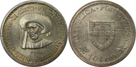 Europäische Münzen und Medaillen, Portugal. Heinrich der Seefahrer. 10 Escudos 1960, Silber. 0.32 OZ. KM 588. Stempelglanz