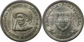 Europäische Münzen und Medaillen, Portugal. Heinrich der Seefahrer. 5 Escudos 1960, Silber. KM 587. Stempelglanz