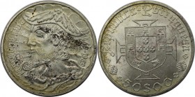 Europäische Münzen und Medaillen, Portugal. 500. Geburtstag von Vasco da Gama. 50 Escudos 1969, Silber. 0.38 OZ. KM 598. Stempelglanz (Matte). Flecken...