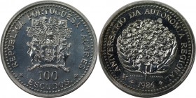 Europäische Münzen und Medaillen, Portugal. Portugal-Azoren Autonome Region seit 1976. 100 Escudos 1986, Silber. 0.50 OZ. KM 45a. Stempelglanz