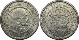 Europäische Münzen und Medaillen, Schweden / Sweden. Gustav V. (1907-1950). "Politische Freiheit". 2 Kronor 1921, Silber. KM 799. Vorzüglich-stempelgl...