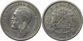 Europäische Münzen und Medaillen, Schweden / Sweden. Oskar II. (1872-1907). 2 Kronor 1878 EB, Silber. KM 742. Schön