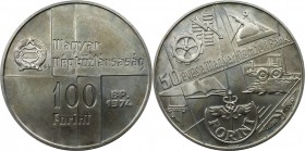 Europäische Münzen und Medaillen, Ungarn. 50 Jahre Zentralbank - Magyar Nemzeti Bank. 100 Forint 1974, Silber. 0.45 OZ. KM 603. Stempelglanz