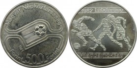Europäische Münzen und Medaillen, Ungarn / Hungary. Fussball WM. 500 Forint 1981, Silber. 0.58 OZ. KM 625. Stempelglanz