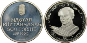 Europäische Münzen und Medaillen, Ungarn / Hungary. 200. Geburtstag von Ferenc Kölcsey. 500 Forint 1990, Silber. 0.81 OZ. KM 699. Polierte Platte