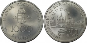 Europäische Münzen und Medaillen, Ungarn / Hungary. Europäische Union. 1000 Forint 1995, Silber. 0.93 OZ. KM 720. Stempelglanz