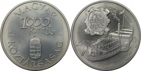 Europäische Münzen und Medaillen, Ungarn / Hungary. Altes Donaudampfschiff - Hableany. 1000 Forint 1995, Silber. 0.93 OZ. KM 714. Stempelglanz