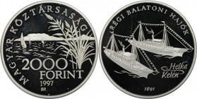 Europäische Münzen und Medaillen, Ungarn / Hungary. Alte Balaton Schiffe - Helka & Kelén. 2000 Forint 1997, Silber. 0.93 OZ. KM 722. Polierte Platte...