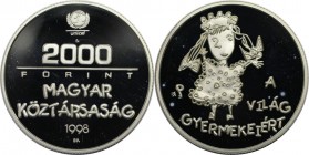 Europäische Münzen und Medaillen, Ungarn / Hungary. 50 Jahre Kinderhilfswerk der Vereinten Nationen (UNICEF). 2000 Forint 1998, Silber. KM 729. Polier...