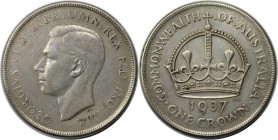 Weltmünzen und Medaillen, Australien / Australia. George VI. (1895-1952). Krönung. 1 Crown 1937, Silber. 0.84 OZ. KM 34. Fast Vorzüglich