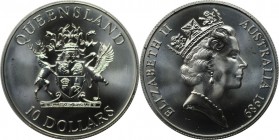 Weltmünzen und Medaillen, Australien / Australia. "Queensland". 10 Dollars 1989, Silber. KM 114. Stempelglanz