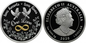 Weltmünzen und Medaillen, Australien / Australia. "One Love". 1 Dollar 2020, Silber. 31.107 g. 40.9 mm. Polierte Platte, Zertifikat. Auflage nur 5000 ...