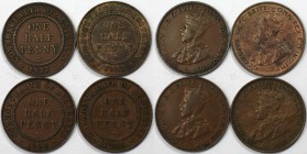 Weltmünzen und Medaillen, Australien / Australia, Lots und Sammlungen. George V. (1910-1936). 4 x 1/2 Penny 1927-1936. Bronze. KM 22. Lot von 4 Münzen...