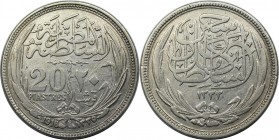 Weltmünzen und Medaillen, Ägypten / Egypt. Hussein Kamil (1914-1917). 20 Piastres 1916, Silber. 0.74 OZ. KM 321. Stempelglanz
