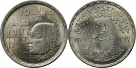 Weltmünzen und Medaillen, Ägypten / Egypt. "1971 Corrective Revolution". 1 Pound 1977, Silber. 0.35 OZ. KM 473. Stempelglanz
