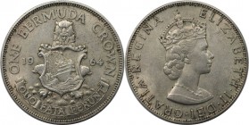 Weltmünzen und Medaillen, Bermuda. Wappen. 1 Crown 1964, Silber. 0.36 OZ. KM 14. Fast Stempelglanz
