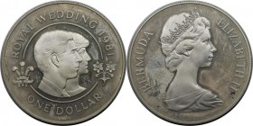Weltmünzen und Medaillen, Bermuda. Hochzeit von Prinz Charles und Lady Diana. 1 Dollar 1981, Silber. 0.84 OZ. KM 28a. Stempelglanz