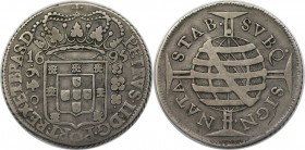 Weltmünzen und Medaillen, Brasilien / Brazil. Pedro II. (1683-1706). 640 Reis 1695, Silber. 0.53 OZ. KM 83. Sehr schön