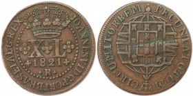 Weltmünzen und Medaillen, Brasilien / Brazil. Joao VI. (1818-1822). 40 Reis 1821 R, Kupfer. KM 319.1. Vorzüglich
