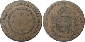 Weltmünzen und Medaillen, Brasilien / Brazil. Pedro I. (1822-1831). 40 Reis 1826 R, Kupfer. KM 363.1. Sehr schön