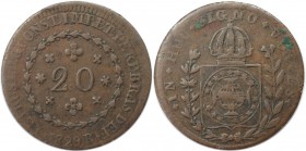 Weltmünzen und Medaillen, Brasilien / Brazil. Pedro I. (1822-1831). 20 Reis 1829 R, Kupfer. KM 360.1. Sehr schön