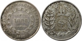 Weltmünzen und Medaillen, Brasilien / Brazil. Pedro II. (1831-1889). 1000 Reis 1850, Silber. 0.38 OZ. KM 459. Vorzüglich