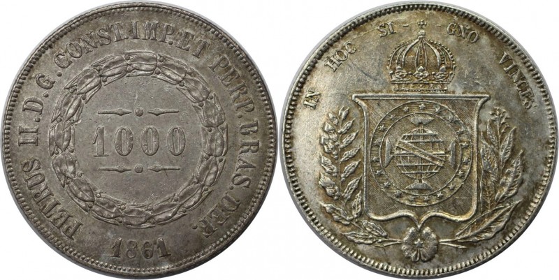 Weltmünzen und Medaillen, Brasilien / Brazil. Pedro II. (1831-1889). 1000 Reis 1...