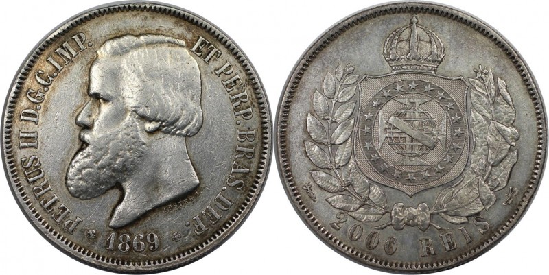 Weltmünzen und Medaillen, Brasilien / Brazil. Pedro II. (1831-1889). 2000 Reis 1...