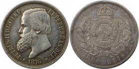 Weltmünzen und Medaillen, Brasilien / Brazil. Pedro II. (1831-1889). 1000 Reis 1876, Silber. 0.38 OZ. KM 481. Vorzüglich-stempelglanz
