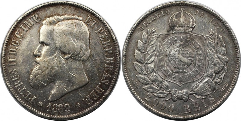 Weltmünzen und Medaillen, Brasilien / Brazil. Pedro II. (1831-1889). 2000 Reis 1...