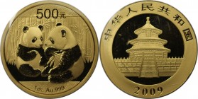 Weltmünzen und Medaillen, China. Panda. 500 Yuan 2009, Gold. Polierte Platte, in Folie