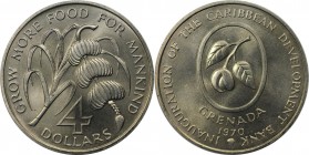 Weltmünzen und Medaillen, Grenada. Serie: F.A.O. 4 Dollars 1970. Kupfer-Nickel. KM 15. Stempelglanz