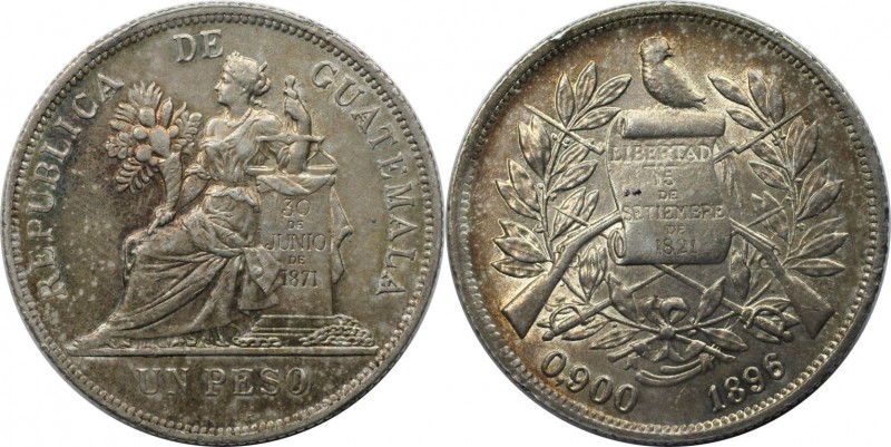 Weltmünzen und Medaillen, Guatemala. 1 Peso 1896, Silber. KM 210. Vorzüglich-ste...