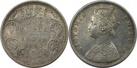 Weltmünzen und Medaillen, Indien / India. Britisch Indien. Viktoria (1837-1901). 1 Rupee 1887, Silber. KM 492. Stempelglanz