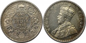 Weltmünzen und Medaillen, Indien / India. Britisch Indien. George V. (1910-1936). 1 Rupee 1919, Silber. KM 524. Stempelglanz. Patina. Berieben. Kratze...