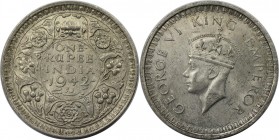 Weltmünzen und Medaillen, Indien / India. Britisch Indien. Georg VI. (1936-1947). 1 Rupee 1942, Silber. KM 557.1. Stempelglanz