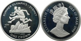 Weltmünzen und Medaillen, Isle of Man. Olympische Spiele 2000 in Sydney - Hürdenlauf. 1 Crown 1999, Silber. KM 930a. Polierte Platte