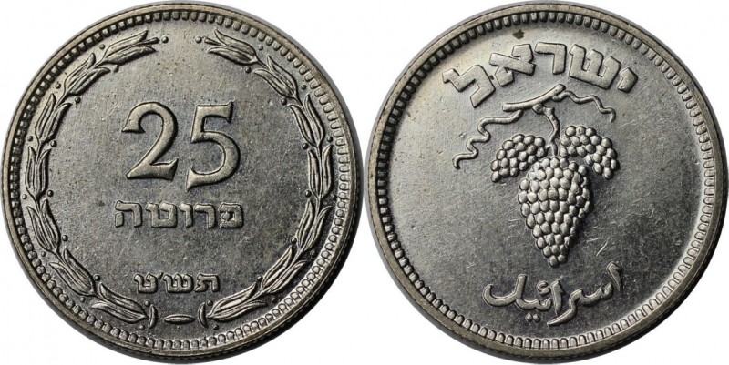 Weltmünzen und Medaillen, Israel. 25 Prutah 1949, Kupfer-Nickel. KM #12. Weintra...