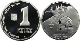 Weltmünzen und Medaillen, Israel. Historische Stätten - Akko - Krypta des Deutschen Ordens. 1 New Sheqel 1986, Silber. 0.39 OZ. KM 169. Polierte Platt...