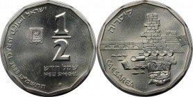 Weltmünzen und Medaillen, Israel. Historische Stätten - Caesarea - antike Hafenstadt. ½ New Sheqel 1988, Silber. 0.20 OZ. KM 188. Stempelglanz
